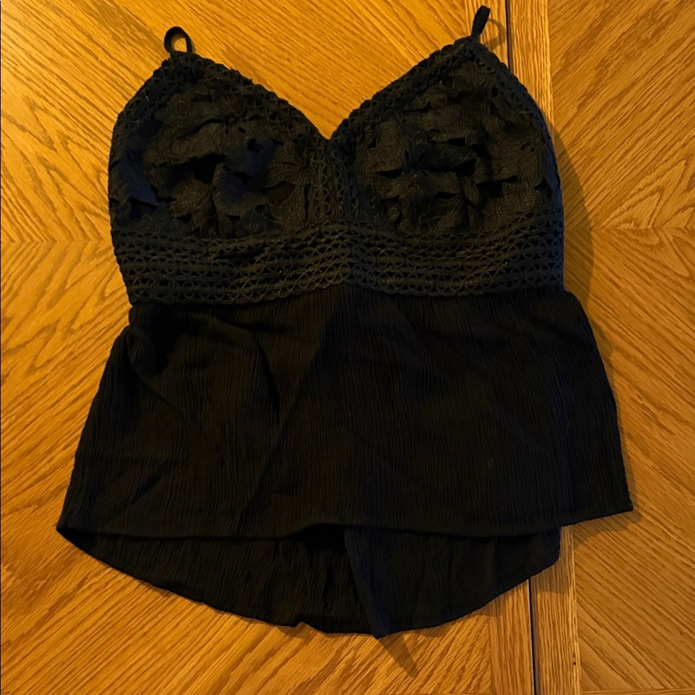 Shyanne Black Lace-Trim V-Neck Cami